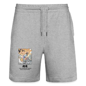 Supersonic Sprint Manga - Stanley/Stella Unisex Bio Joggingshorts Trainer  - Grau meliert - Vorne - Nik (191cm) & Marisol (170cm)