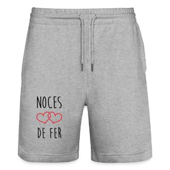 Eiserne Hochzeit: 41 Jahre Ehe - Stanley/Stella Unisex Bio Joggingshorts Trainer  - Grau meliert - Vorne - Nik (191cm) & Marisol (170cm)