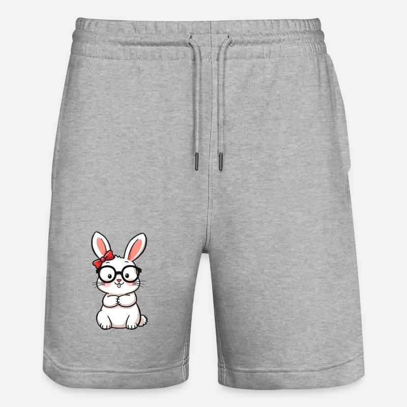 Lapin avec des lunettes - Short de jogging bio TRAINER Stanley/Stella unisexe - gris chiné