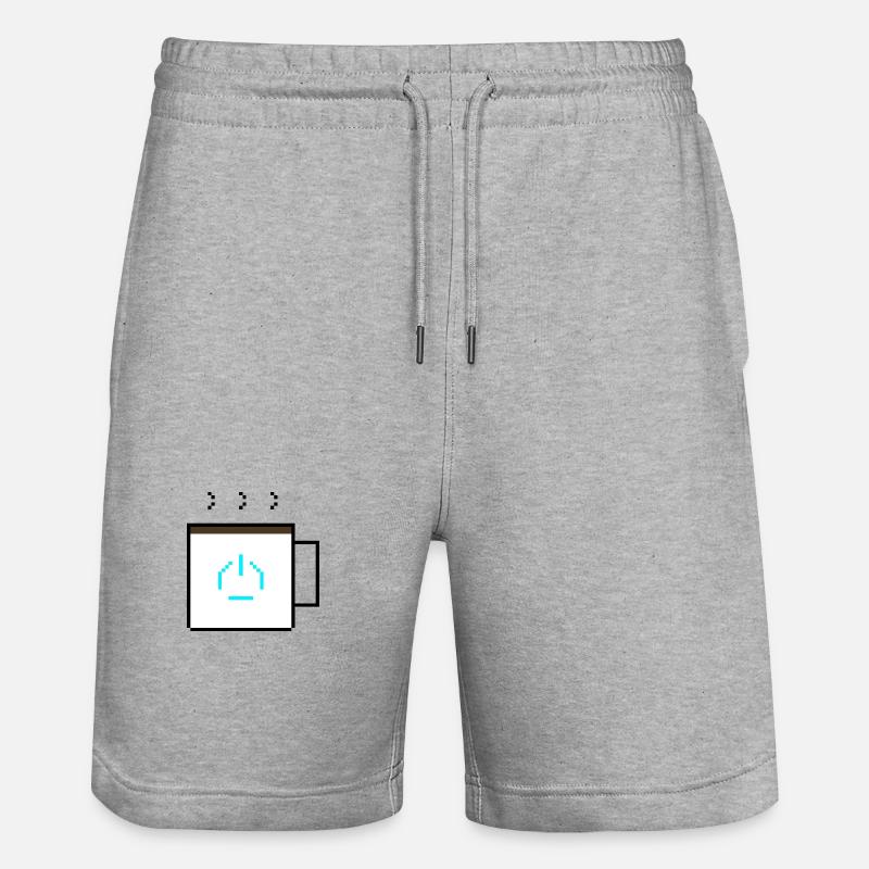 Power-Up Kaffee: Retro Pixel Art Gaming Design - Stanley/Stella Unisex Bio Joggingshorts Trainer - Grau meliert