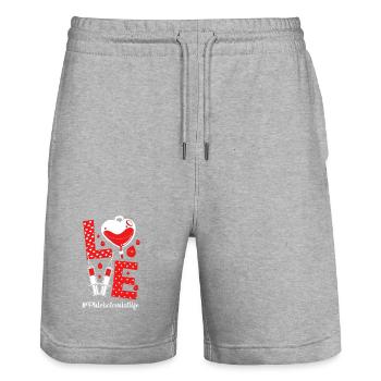 Blood Donation Blood Blood Donor - Stanley/Stella Trainer Unisex Organic Jogging Shorts - heather grey - Front - Nik (191cm) & Marisol (170cm)