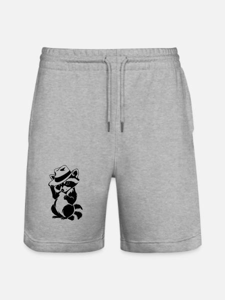 Cute raccoon with hat - Stanley/Stella Trainer Unisex Organic Jogging Shorts - heather grey