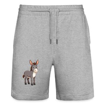 Esel - Stanley/Stella Unisex Bio Joggingshorts Trainer  - Grau meliert - Vorne - Nik (191cm) & Marisol (170cm)