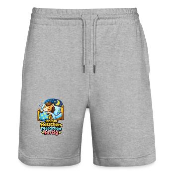 Bettchen Pferdchen Fertig | Bettfertig (md) - Stanley/Stella Unisex Bio Joggingshorts Trainer  - Grau meliert - Vorne - Nik (191cm) & Marisol (170cm)
