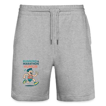 Humour de marathon de dessins animés Funny Runner - Short de jogging bio TRAINER Stanley/Stella unisexe - gris chiné - Devant - Nik (191cm) & Marisol (170cm)