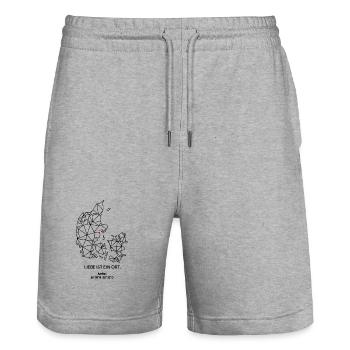 Dänemark Umriss - Aarhus Liebe - Koordinaten - Stanley/Stella Unisex Bio Joggingshorts Trainer  - Grau meliert - Vorne - Nik (191cm) & Marisol (170cm)