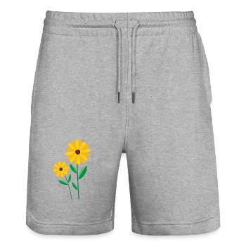 Blume - Stanley/Stella Unisex Bio Joggingshorts Trainer  - Grau meliert - Vorne - Nik (191cm) & Marisol (170cm)