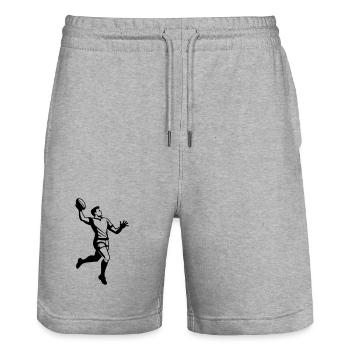 Rugby - Stanley/Stella Trainer Unisex Organic Jogging Shorts - heather grey - Front - Nik (191cm) & Marisol (170cm)