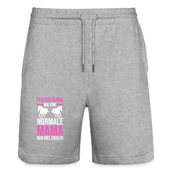 Reiten Mama Mutter Pferdeliebhaber Reiterhof Pferd - Stanley/Stella Unisex Bio Joggingshorts Trainer  - Grau meliert - Vorne - Nik (191cm) & Marisol (170cm)