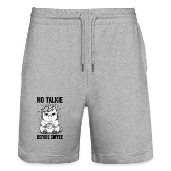Kein Gespräch Vor Kaffee Liebhaber Einhorn - Stanley/Stella Unisex Bio Joggingshorts Trainer  - Grau meliert - Vorne - Nik (191cm) & Marisol (170cm)