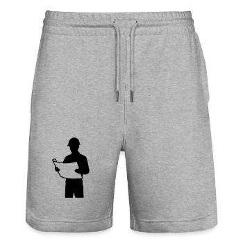 Architect T-shirt - Engineer Blueprint Design - Stanley/Stella Trainer Unisex Organic Jogging Shorts - heather grey - Front - Nik (191cm) & Marisol (170cm)
