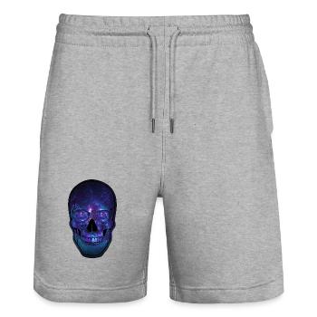 Galactic Skull Nebula - Stanley/Stella Trainer Unisex Organic Jogging Shorts - heather grey - Front - Nik (191cm) & Marisol (170cm)