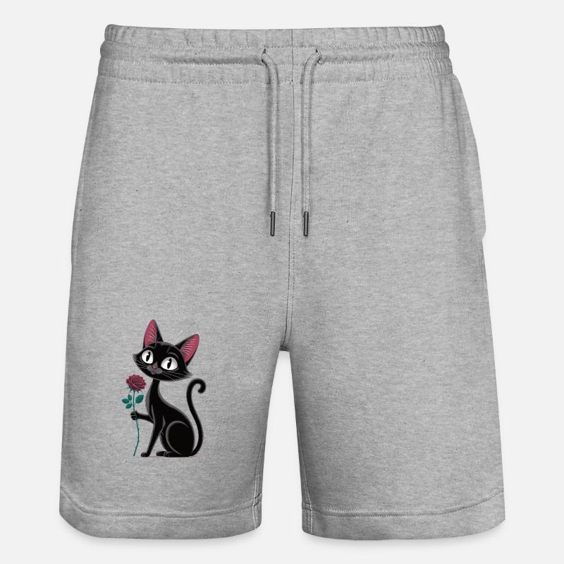 Chat à la chemise rose - Short de jogging bio TRAINER Stanley/Stella unisexe - gris chiné