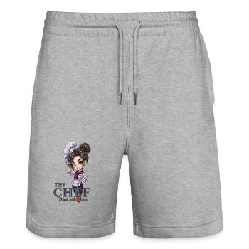 Chef Chibi Girl Cadeau de cuisine - Short de jogging bio TRAINER Stanley/Stella unisexe - gris chiné - Devant - Nik (191cm) & Marisol (170cm)