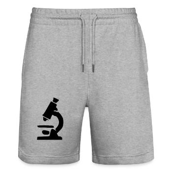 Mikroskop schwarz Wissenschaft Symbol Geschenk - Stanley/Stella Unisex Bio Joggingshorts Trainer  - Grau meliert - Vorne - Nik (191cm) & Marisol (170cm)