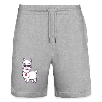 Cool Llama with Sunglasses Tie - Stanley/Stella Trainer Unisex Organic Jogging Shorts - heather grey - Front - Nik (191cm) & Marisol (170cm)