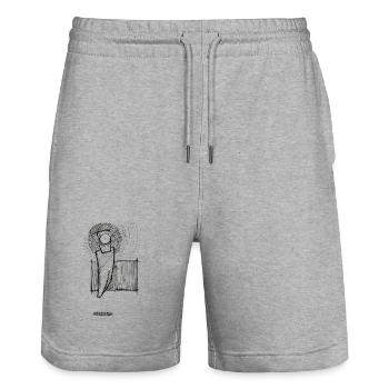 Projection oculaire lévitante - Short de jogging bio TRAINER Stanley/Stella unisexe - gris chiné - Devant - Nik (191cm) & Marisol (170cm)