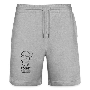 Foggy – Head Empty | Cozy Brain Fog Mood - Stanley/Stella Unisex Bio Joggingshorts Trainer  - Grau meliert - Vorne - Nik (191cm) & Marisol (170cm)