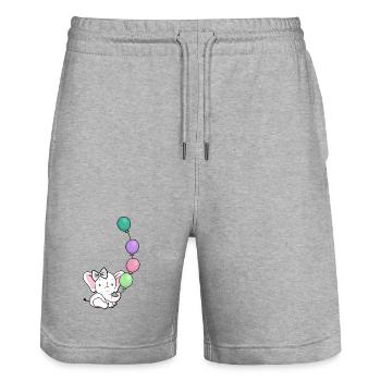 Éléphant Ballon Pastel - Short de jogging bio TRAINER Stanley/Stella unisexe - gris chiné - Devant - Nik (191cm) & Marisol (170cm)