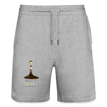 Sanfter Power-Minimalismus Zitatdesign - Stanley/Stella Unisex Bio Joggingshorts Trainer  - Grau meliert - Vorne - Nik (191cm) & Marisol (170cm)