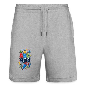 Back to school school child - Stanley/Stella Trainer Unisex Organic Jogging Shorts - heather grey - Front - Nik (191cm) & Marisol (170cm)