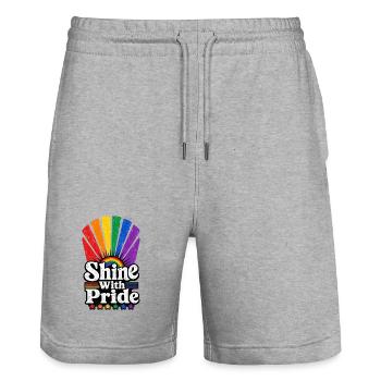 Shine With Pride Sonne Vintage Pride Motiv LGBTQ - Stanley/Stella Unisex Bio Joggingshorts Trainer  - Grau meliert - Vorne - Nik (191cm) & Marisol (170cm)