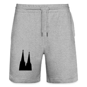 Der Kölner Dom in Köln - Stanley/Stella Unisex Bio Joggingshorts Trainer  - Grau meliert - Vorne - Nik (191cm) & Marisol (170cm)