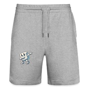Cute Marshmallow Dab Cartoon - Stanley/Stella Trainer Unisex Organic Jogging Shorts - heather grey - Front - Nik (191cm) & Marisol (170cm)