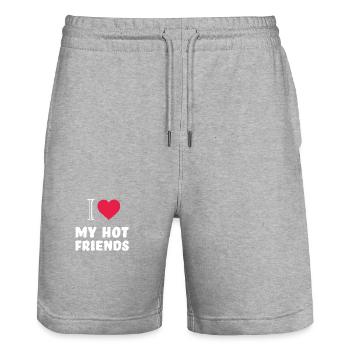 i love my hot friends - Stanley/Stella Unisex Bio Joggingshorts Trainer  - Grau meliert - Vorne - Nik (191cm) & Marisol (170cm)