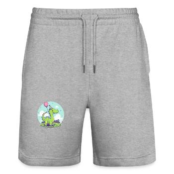 Dinosaur brontosaurus birthday baby - Stanley/Stella Trainer Unisex Organic Jogging Shorts - heather grey - Front - Nik (191cm) & Marisol (170cm)