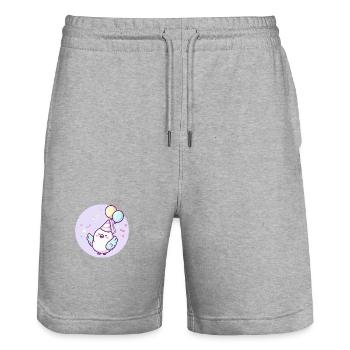 Dove Bird Birthday Baby - Stanley/Stella Trainer Unisex Organic Jogging Shorts - heather grey - Front - Nik (191cm) & Marisol (170cm)