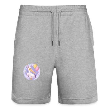 Pelican Bird Birthday Baby - Stanley/Stella Trainer Unisex Organic Jogging Shorts - heather grey - Front - Nik (191cm) & Marisol (170cm)