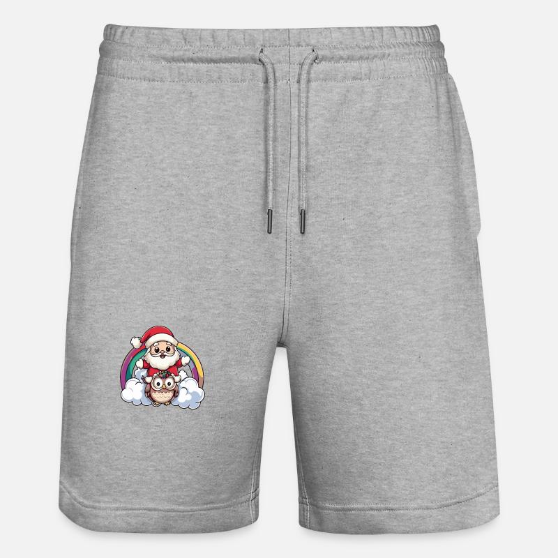 Hibou Père Noël Arc-en-ciel - Short de jogging bio TRAINER Stanley/Stella unisexe - gris chiné
