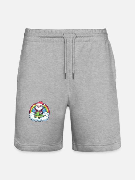 Frog Santa Claus Rainbow - Stanley/Stella Trainer Unisex Organic Jogging Shorts - heather grey