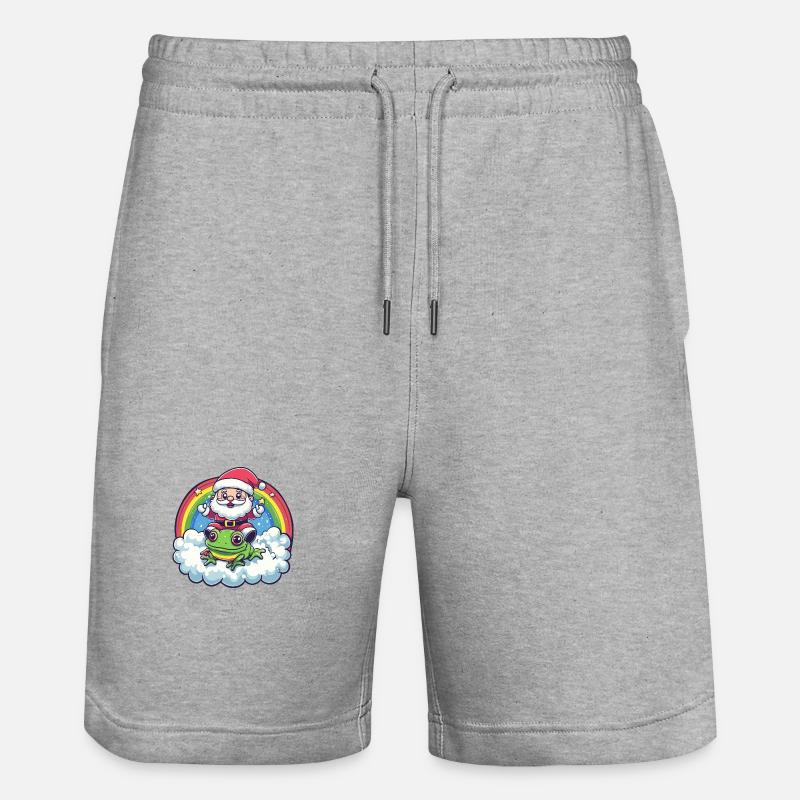 Grenouille Père Noël arc-en-ciel - Short de jogging bio TRAINER Stanley/Stella unisexe - gris chiné
