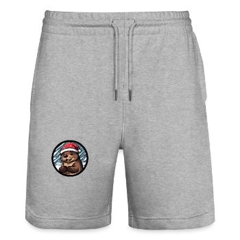 Beaver Christmas X-Mas - Stanley/Stella Trainer Unisex Organic Jogging Shorts - heather grey - Front - Nik (191cm) & Marisol (170cm)
