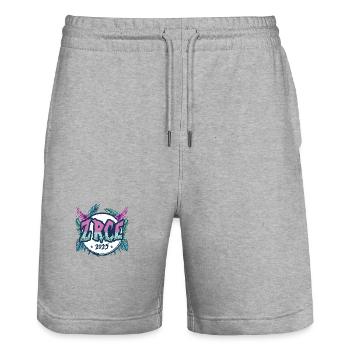 Vacances Zrce 2025 - Short de jogging bio TRAINER Stanley/Stella unisexe - gris chiné - Devant - Nik (191cm) & Marisol (170cm)