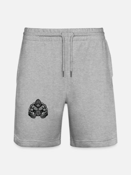 Gorilla Muscles Fitness - Stanley/Stella Trainer Unisex Organic Jogging Shorts - heather grey