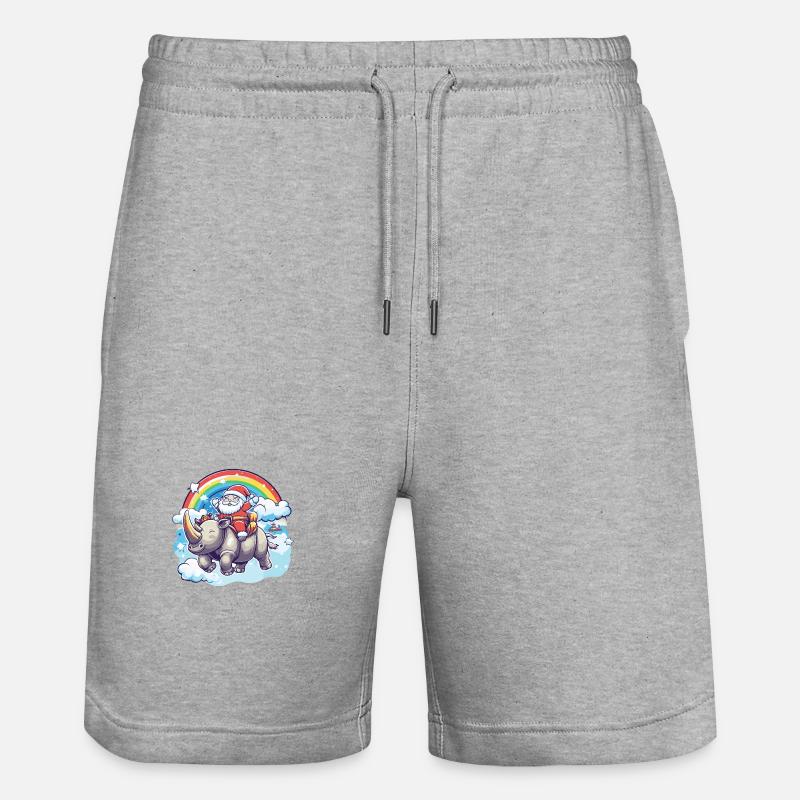 Rhinocéros Père Noël Arc-en-ciel - Short de jogging bio TRAINER Stanley/Stella unisexe - gris chiné