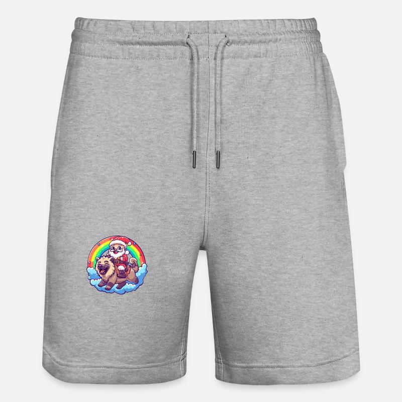 Hyène Père Noël Arc-en-ciel - Short de jogging bio TRAINER Stanley/Stella unisexe - gris chiné