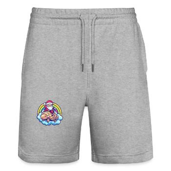 Gürteltier Weihnachtsmann Regenbogen - Stanley/Stella Unisex Bio Joggingshorts Trainer  - Grau meliert - Vorne - Nik (191cm) & Marisol (170cm)