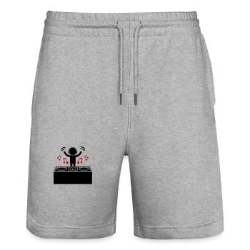 DJ Turntables Disc Jockey Symbol - Stanley/Stella Trainer Unisex Organic Jogging Shorts - heather grey - Front - Nik (191cm) & Marisol (170cm)