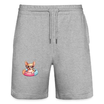 Chihuahua Hund Comic Cool - Stanley/Stella Unisex Bio Joggingshorts Trainer  - Grau meliert - Vorne - Nik (191cm) & Marisol (170cm)