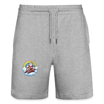 Faultier Weihnachtsmann Regenbogen - Stanley/Stella Unisex Bio Joggingshorts Trainer  - Grau meliert - Vorne - Nik (191cm) & Marisol (170cm)