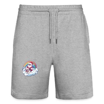 French Buldog Dog Santa Claus Rainbowbow - Stanley/Stella Trainer Unisex Organic Jogging Shorts - heather grey - Front - Nik (191cm) & Marisol (170cm)