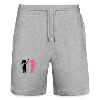 Friendship Girl Best Friend - Stanley/Stella Trainer Unisex Organic Jogging Shorts - heather grey - Front - Nik (191cm) & Marisol (170cm)