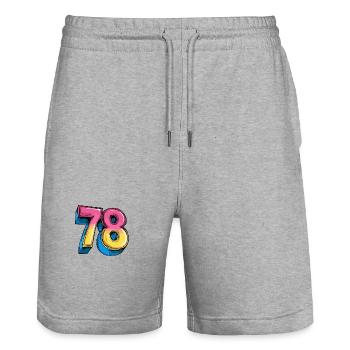 78 Number Colorful - Stanley/Stella Trainer Unisex Organic Jogging Shorts - heather grey - Front - Nik (191cm) & Marisol (170cm)