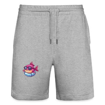 Piranha Fisch Comic Cool - Stanley/Stella Unisex Bio Joggingshorts Trainer  - Grau meliert - Vorne - Nik (191cm) & Marisol (170cm)