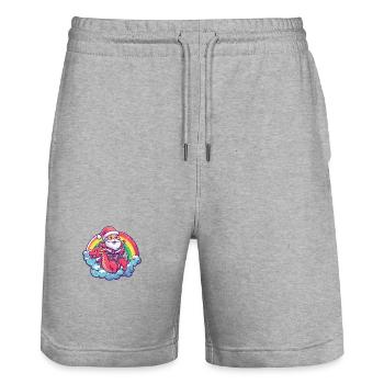 Drache Weihnachtsmann Regenbogen - Stanley/Stella Unisex Bio Joggingshorts Trainer  - Grau meliert - Vorne - Nik (191cm) & Marisol (170cm)