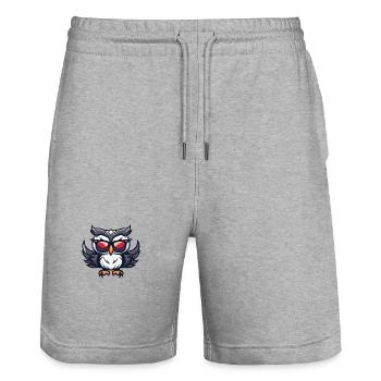 Eule Tier - Stanley/Stella Unisex Bio Joggingshorts Trainer  - Grau meliert - Vorne - Nik (191cm) & Marisol (170cm)
